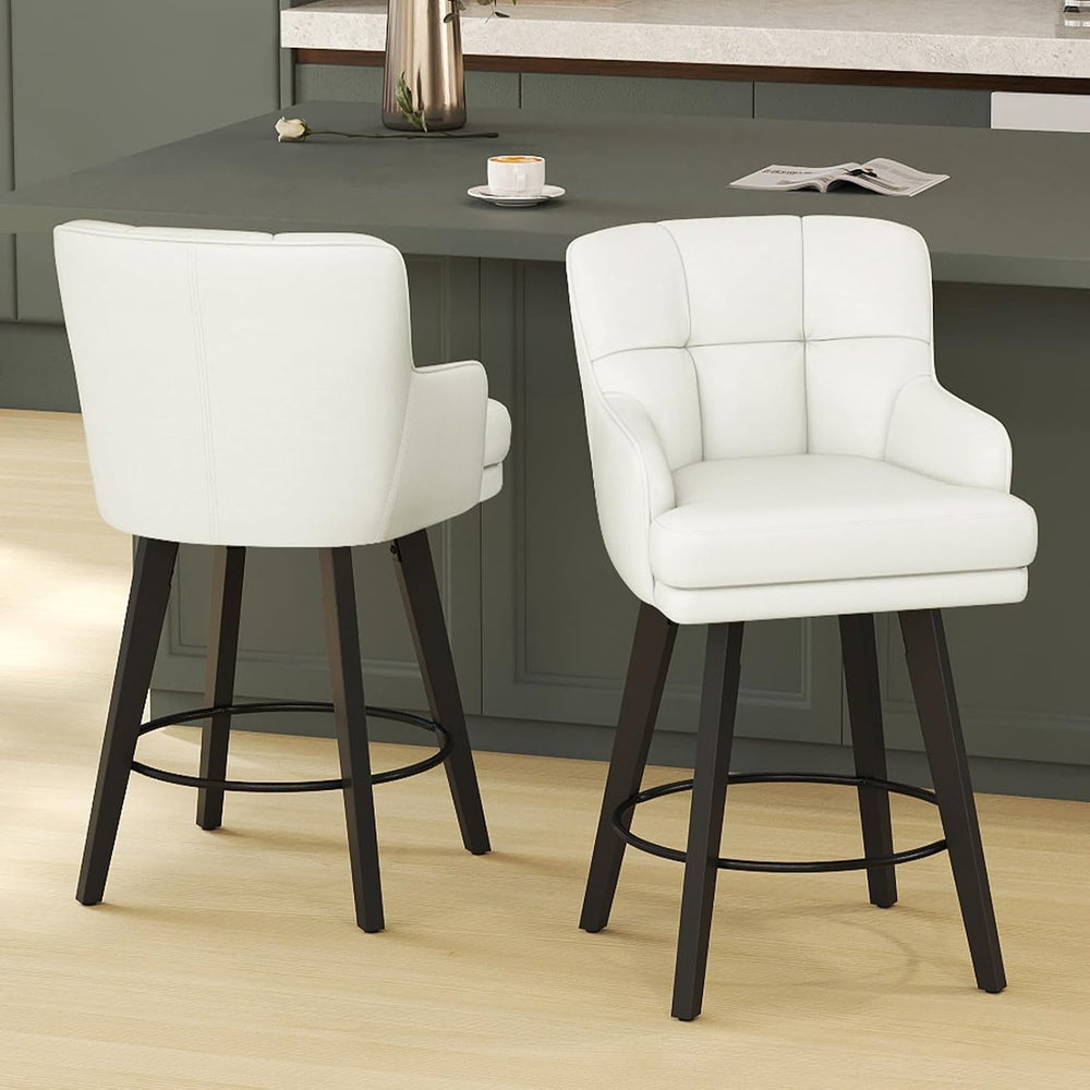 SAECKBERG 360°Swivel Counter Height Bar Stools with Back, 26 inch Solid Wood ...