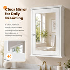 Bonnlo White Mirrored Medicine Cabinet, Wall Mounted Bathroom Storage Cabinet with Mirror Door, Adjustable Shelves & Magnetic Closure, Small Bathroom Organizer for Over Toilet or Sink