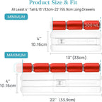 Vtopmart 12 Pack Drawer Dividers for Clothes, 4" High 13"-22" Adjustable Expandable Dresser Drawer Organizer, Clear Plastic Separators for Dresser, Baby Clothing, Underwear, Cosmetic, Toiletries