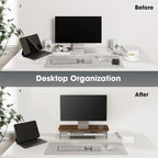 Fenge Acrylic Monitor Stand Riser, 23.6 Inches Monitor Stand with Metal Storage, 2 Tier Acrylic Computer Riser for Desk, Clear Laptop Stand for PC, Laptop, Printer, TV