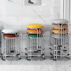 Dining Chairs, Stackable Kitchen Stools, Metal Frame Side Chair, Small Round Stool, Portable, Sturdy, for Small Spaces Home Bedroom Study(Dark Gray,Silver Chair Legs)