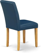 East West Furniture CAAB5-OAK-55 5 Piece Dining Set Includes a Rectangle Dining Room Table and 4 Oasis Blue Faux Leather Upholstered Parson Chairs, 36x60 Inch, Oak