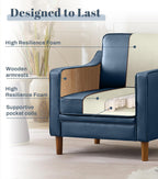 Kingfun Accent Chair Set of 2, Living Room Chairs, Faux Leather Reading Armchair, Mid Century with Solid Wood Foot, Upholstered Modern Decor for Bedroom, Apartment