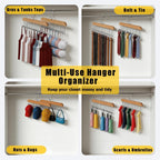Bra Hangers for Closet Organizer with 16 Metal Hooks Belt Hanger for Closets Space Saving Multi Hook Hanger Non-Slip Tank Top Hanger 360°Rotating Display Belt Organizer for Tie, Hat, Bra Wooden 3 Pack