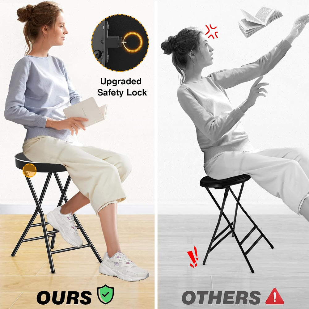 TAVR Folding Stool，26.4 Inch Collapsible Stool with Safety Lock | Tall Foldin...