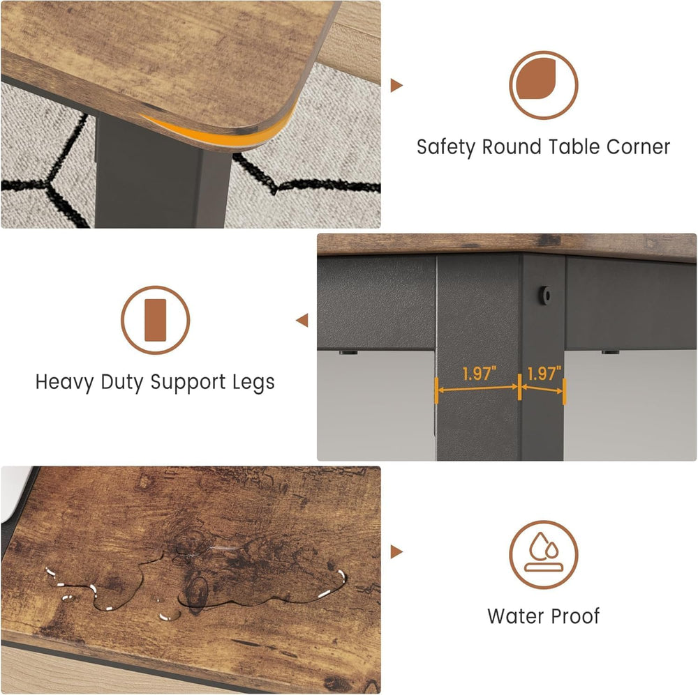 79 Inch Industrial Dining Table, Large Rectangle Kitchen Table with Metal Leg...