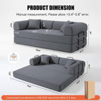 79" Boneless Couch for Living Room,Convertible Futon Sleeper Sofa Bed | 6-In-1 Boneless Couch,Corduroy Sleeper Sofa Bed with Pillows,Modular Floor Loveseat Pull Out Couch, No Assembly, Dark Gray