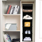 2 Pack Hanging Closet Organizer, 5 Shelves Hanging Storage with 6 Side Pockets for Clothes Shoes, 43"x12"x12"(Black)
