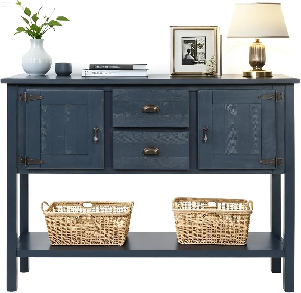 LKTART Solid Wood Farmhouse Console Table,Sofa Table with Storage Drawers and...