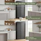 75" Metal Kitchen Storage Cabinet with Doors, Freestanding Steel Pantry Cabinet, 5 Adjustable Shelves, for Dining Room, Black