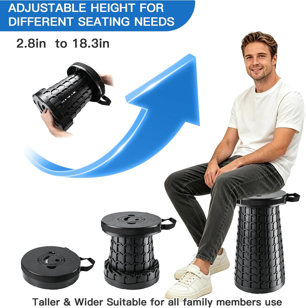 800 lb Portable Collapsible Travel Stool for Adults-Black + Stool