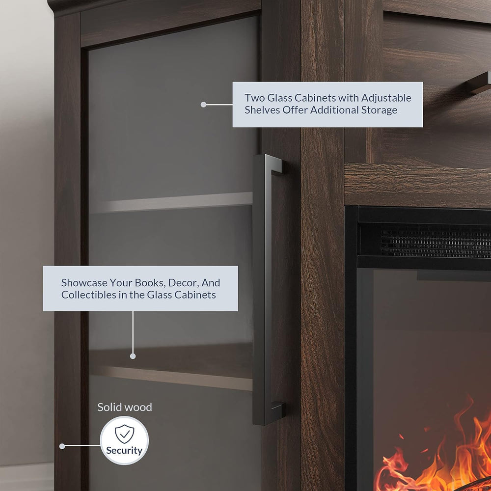 BELLEZE 43" Corner TV Stand with 18" Electric Fireplace Heater for ...