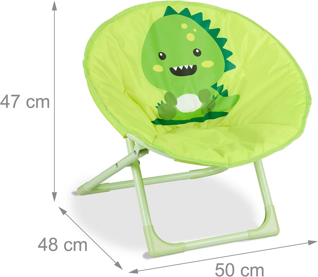 Relaxdays Moon Chair for Your Child, Foldable, Unisex, Indoor and Outdoor, Folding Chair, Yellow, 48.5 x 51 x 48 cm
