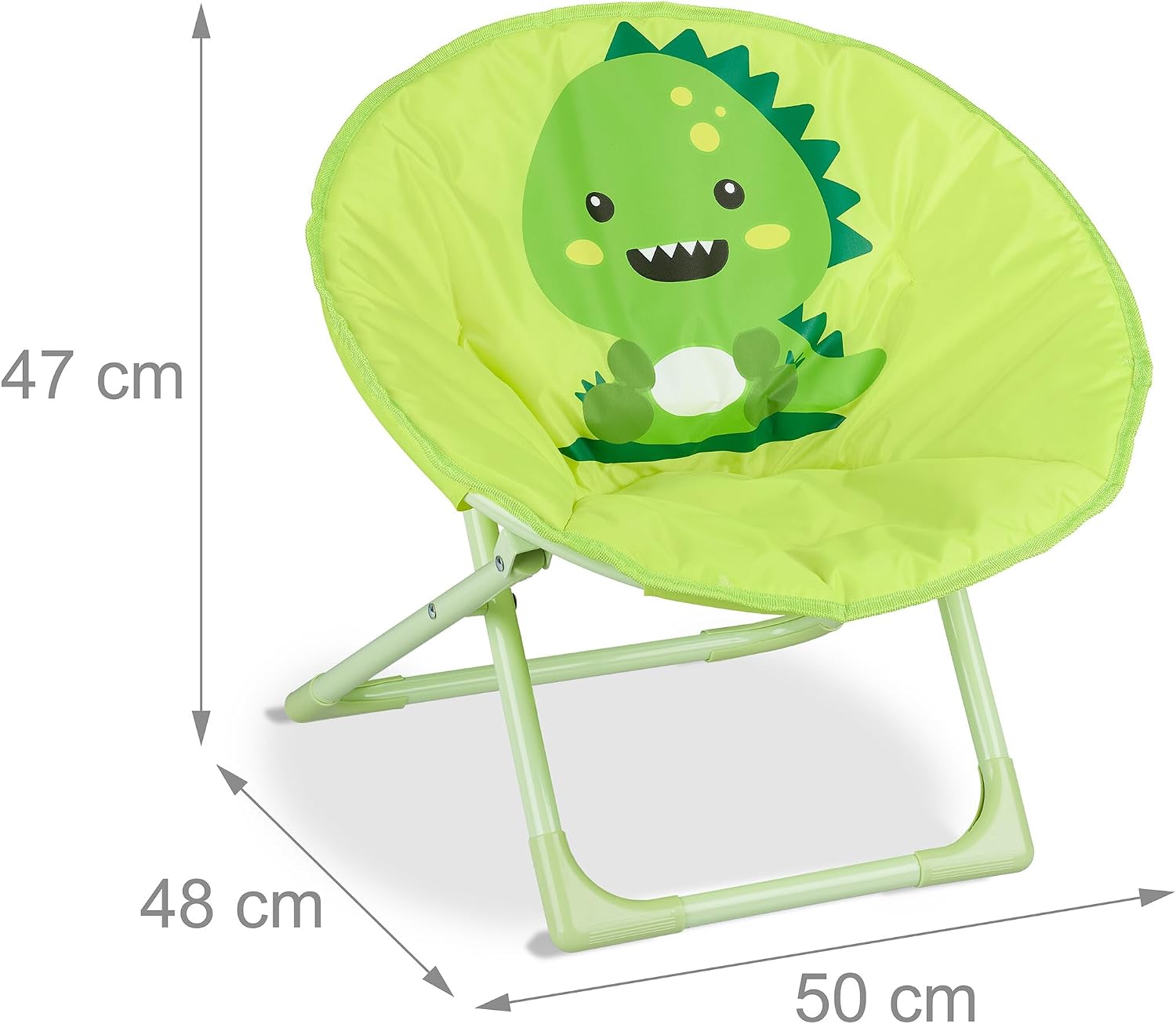 Relaxdays Moon Chair for Your Child, Foldable, Unisex, Indoor and Outdoor, Folding Chair, Yellow, 48.5 x 51 x 48 cm