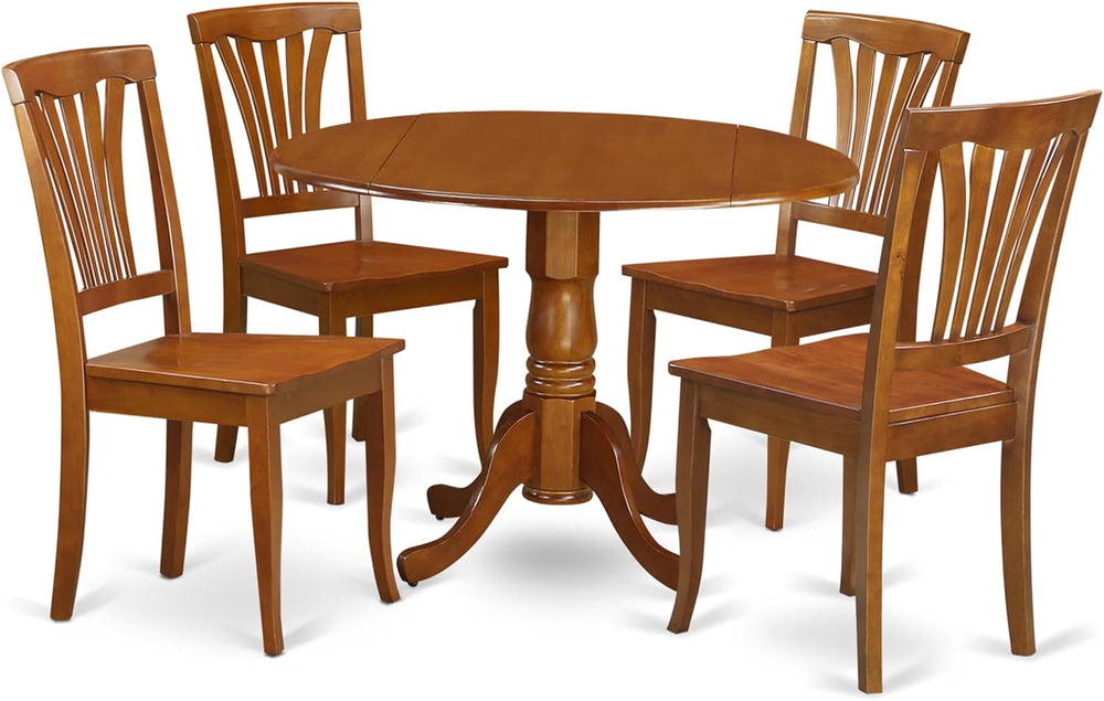 East West Furniture DLAV5-SBR-W 5 Piece Kitchen Table & Chairs Set Includ...