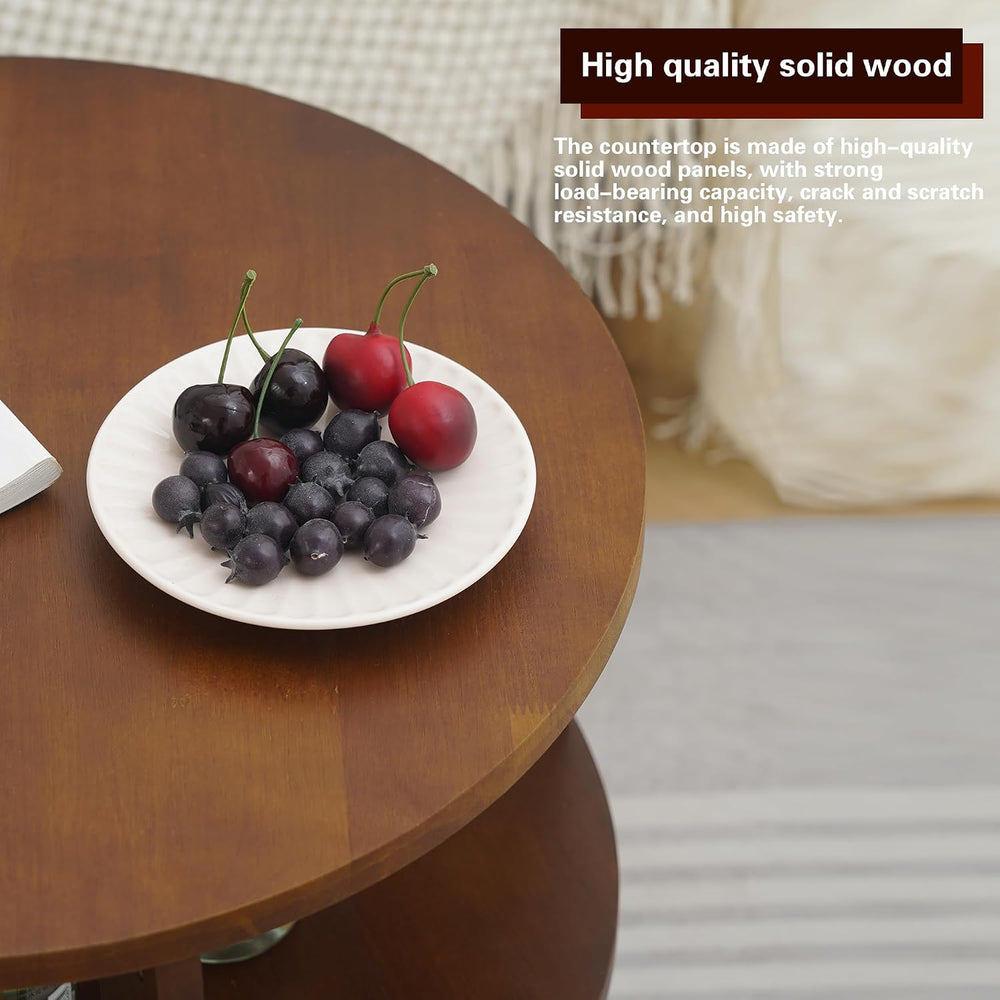 Solid Wood Coffee Table with Wheels,Modern Rolling Side Table for Living Room...
