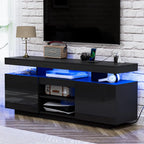 HOMMPA LED TV Stand for 65/60/55 inch TV Modern Entertainment Center with Power Outlets, Gaming TV Consoles with Storage Media Table with LED Lights Game Cabinet for Living Room Black