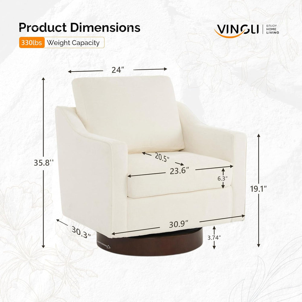 VINGLI Mid-Century Modern Swivel Accent Chair, 360°Upholstered Armchair, Home...