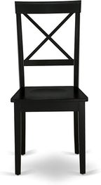 East West Furniture LGBO5-BLK-W 5 Piece Kitchen Table & Chairs Set Includes a Rectangle Dining Room Table with Butterfly Leaf and 4 Dining Chairs, 42x84 Inch, Black