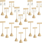 Marsui 18 Pcs Earring Display Set Earring T Bar Display Earring Holders with 3 Heights Earrings Display Stand for Jewelry (Linen Color)
