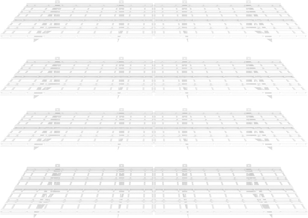 FLEXIMOUNTS 4-Pack 24-inch-by-72-inch Wall Shelf Garage Storage Rack Wall Mounted Floating Shelves 2x6 ft,White, Classic Series