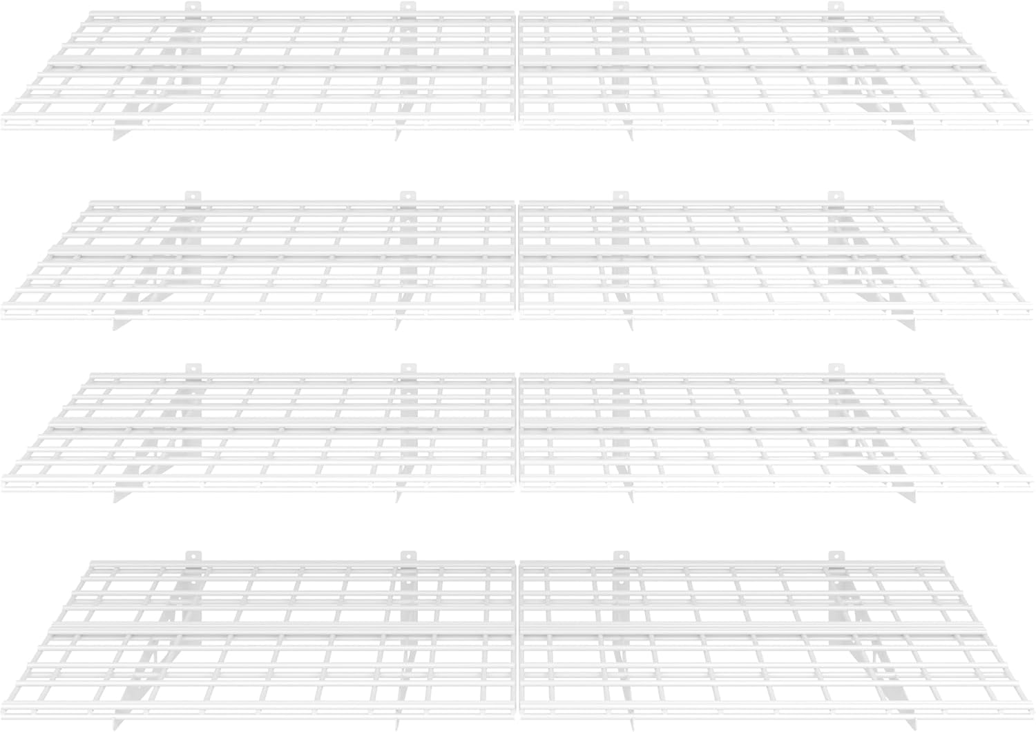 FLEXIMOUNTS 4-Pack 24-inch-by-72-inch Wall Shelf Garage Storage Rack Wall Mounted Floating Shelves 2x6 ft,White, Classic Series