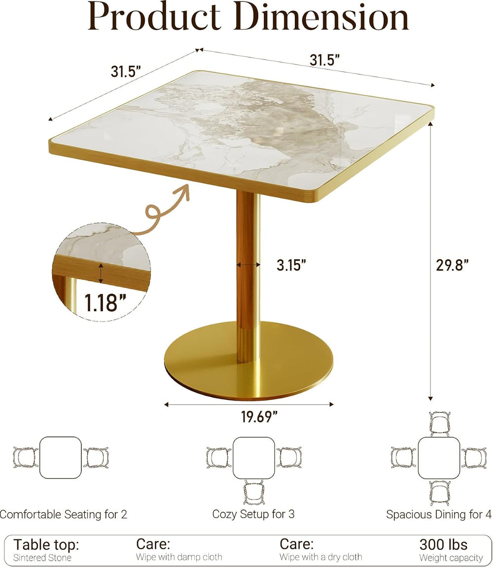 31.5" Square Dining Table, Square Restaurant Table with 1.2" Thick ...