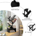Small Tree Book Shelf,5 Tier Black Tree Bookshelf,Black Desktop Bookcase,Modern Desk Display Storage Bookshelves,Floor Standing Organizer Bookcases for Living Room,Bedroom,Office