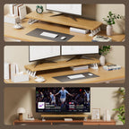 Dual Monitor Stand Riser, 39 Inch Large Wood Monitor Stands for 2 Monitors, Desk Monitor Riser for Computer/Laptop/Printer/TV, Stand Riser up to 220 lbs