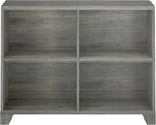 Max & Lily Modern Farmhouse 4-Shelf Bookcase, Solid Wood Bookshelves for Kids Bedroom, Driftwood
