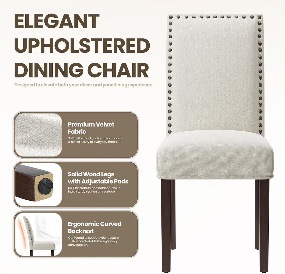 MALOL Velvet Dining Chairs Set of 2, Upholstered Kitchen Chairs with Thick Cu...
