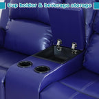 Recliner Sofa Set Couches for Living Room Chair Semi PU Fabric Living Room Furniture Sets, Adjusted Loveseat Reclining Couch Furniture Sofa Set for Theater Seating, Dark Blue