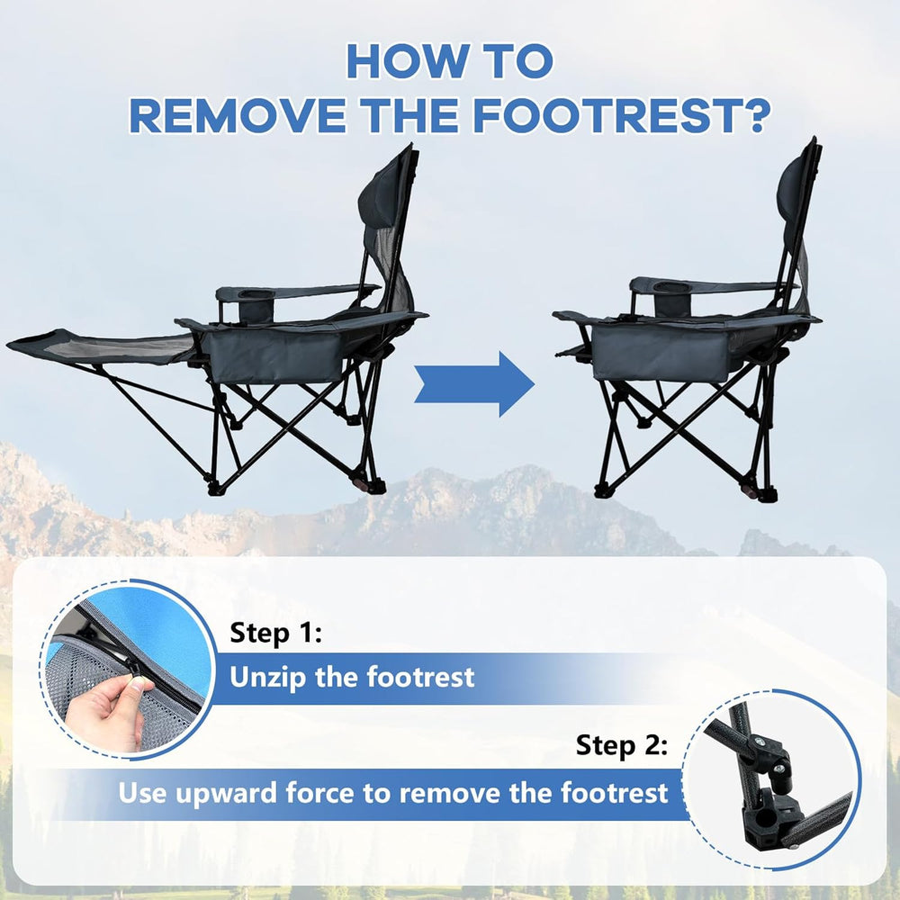 Reclining Camping Chair 4 Position with Foot Rest Comfortable for Adults 265I...