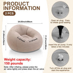 Lunmon 2 Pcs Small Bean Bag Chair Inflatable Lazy Sofa,Brown