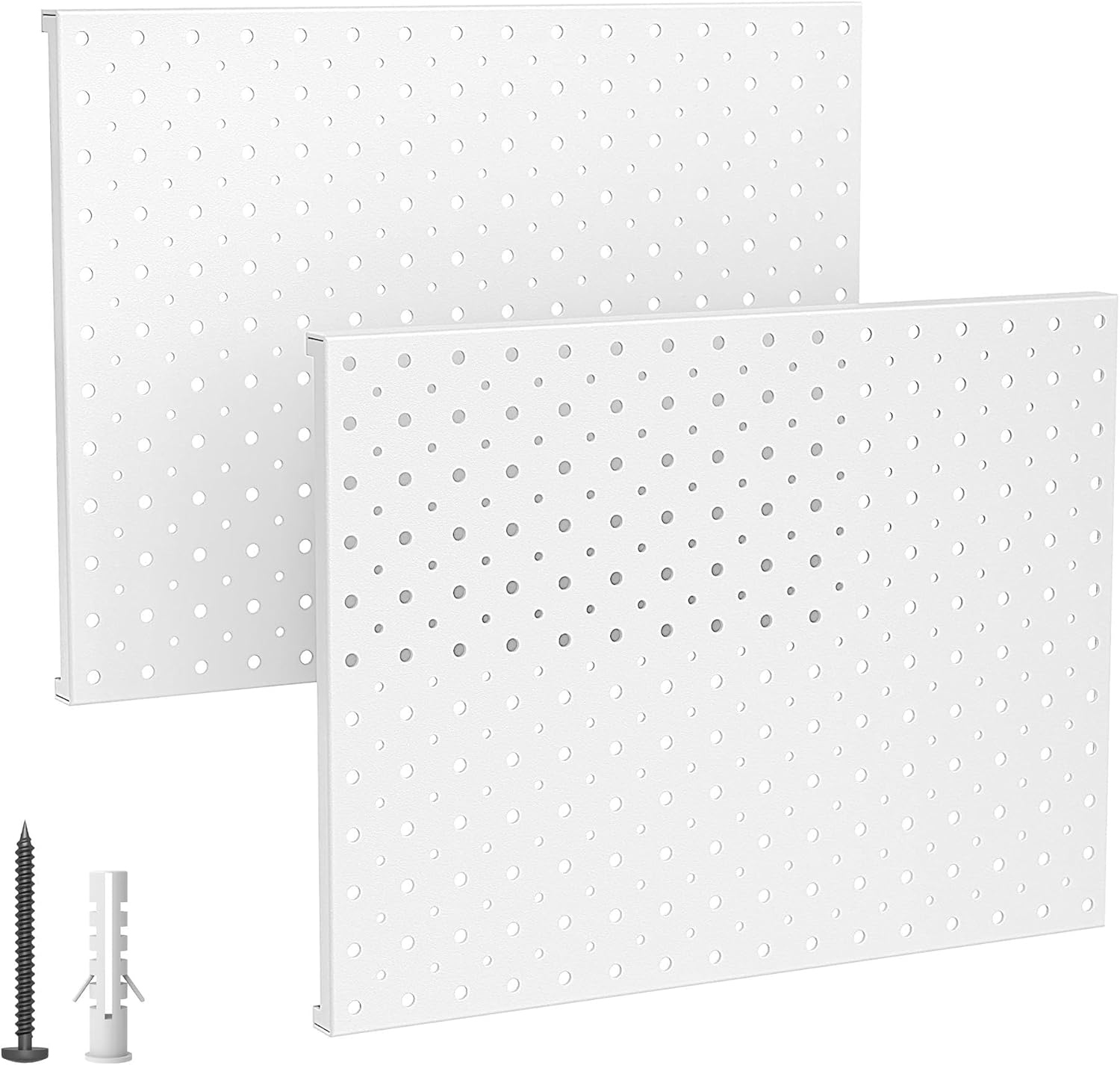 EVERHANGER Metal Pegboard Panels, Heavy Duty Pegboard Wall Organizer, Garage Wall Panels, Tool Storage Organization, 12"X16", 2pcs, White