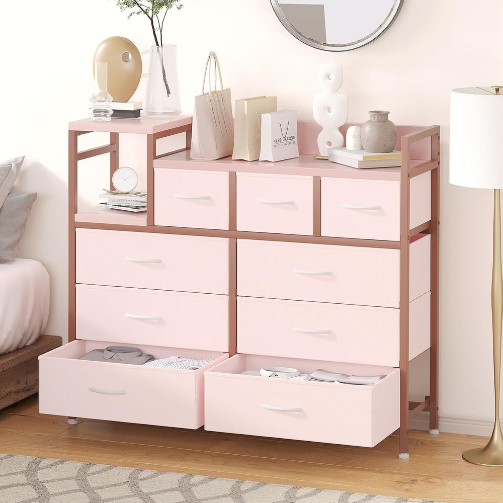 Jojoka TV Stand with Charging Station, Bedroom Dresser for Living Room TV Sta...