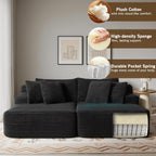 83” Oversized Double Chaise Lounge Chair Boneless Cloud Sofa Bed,Black | Double Lounge Chaise, Boneless Loveseat Sofa, Corduroy Chaise Lounge, Deep Seat Sleeper Couch for Living Room, No Assembly