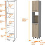 2 Door 2 Shelf Kitchen Pantry Light Pine and Gray