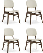 Wooden Dining Chairs Set of 4, Upholstered Modern Dining Room Chairs, Mid Century Solid Oak Wood Kitchen Chairs for Living Room, Restaurant, Farmhouse (Cream Fabric & Walnut Color)