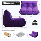 Bean Bag Chairs for Adults, Memory Foam Couch Loveseat Sofa Chair, Soft Teddy Material Cozy Comfy Reading Nook Chairs, Floor Chair for Living Room Bedroom Office(Purple)