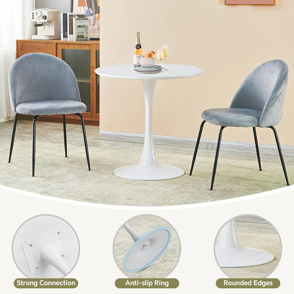 27.5" Tulip Round Dining Table with Metal Pedestal White | Mid-Century M...