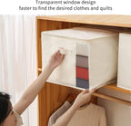 4 Pack Large Canvas Comforter Storage Bags Closet Organizer for Clothes Sweater Clothes Organizer with Dual Zipper Three Carrying Handles for Blanket Closet Storage Container