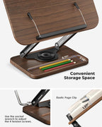 Viozon Book Stand for Reading, Book Holder 360° Rotating Base with Pen Slot, Foldable Reading Display Stand with Elastic Page Clips for Cookbook, Recipe, Textbook, Tablet, Laptop.