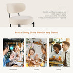 Sweetcrispy Dining Chairs Set of 2, Boucle Upholstered Modern Mid Century Round Kitchen Chairs with Curved Backrest & Metal Legs for Vanity, Living Room - Beige