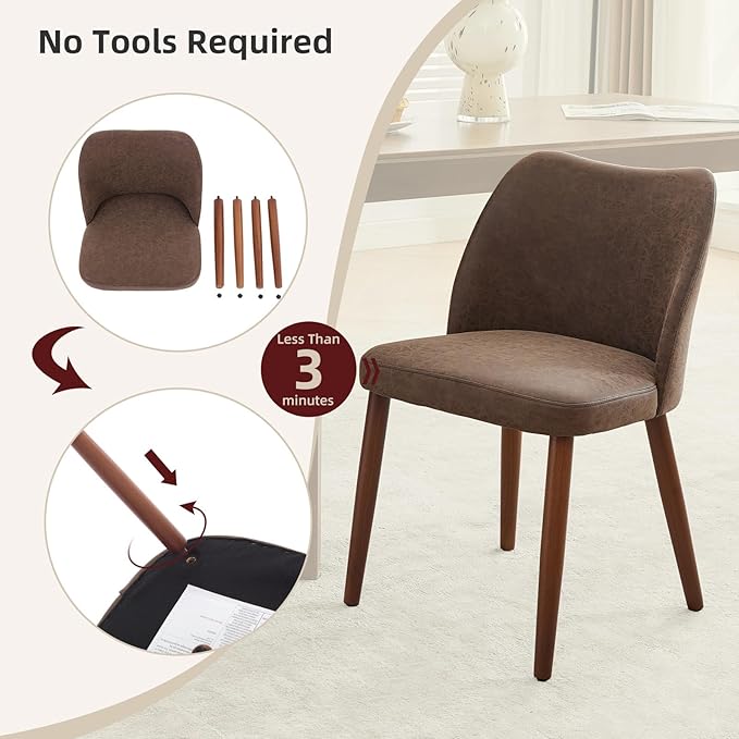 GarveeHome Leather Dining Chairs Set of 4 Upholstered PU Dining Chair with Wo...