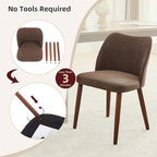 Dining Chair Set of 4, Leather Upholstered Dining Chair with Wood Legs, Wing Backrest, Wooden Kitchen Chair, Kitchen Chairs with Thick Cushions for Dining Room, Living Room, Taupe