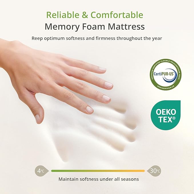 5 Inch Twin Mattress for Kids, Memory Foam Mattress with Cooling Green Tea Gel, Relieve Pressure with Medium Firm Support, CertiPUR-US Certified, 75''L x 38''W, White