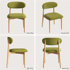 Wooden Dining Chair Set of 3, Modern Dining Chairs with with Curved Back, Fabric Upholstered Kitchen Dining Room Chairs with Adjustable Legs for Farmhouse Dining Living Room,Green
