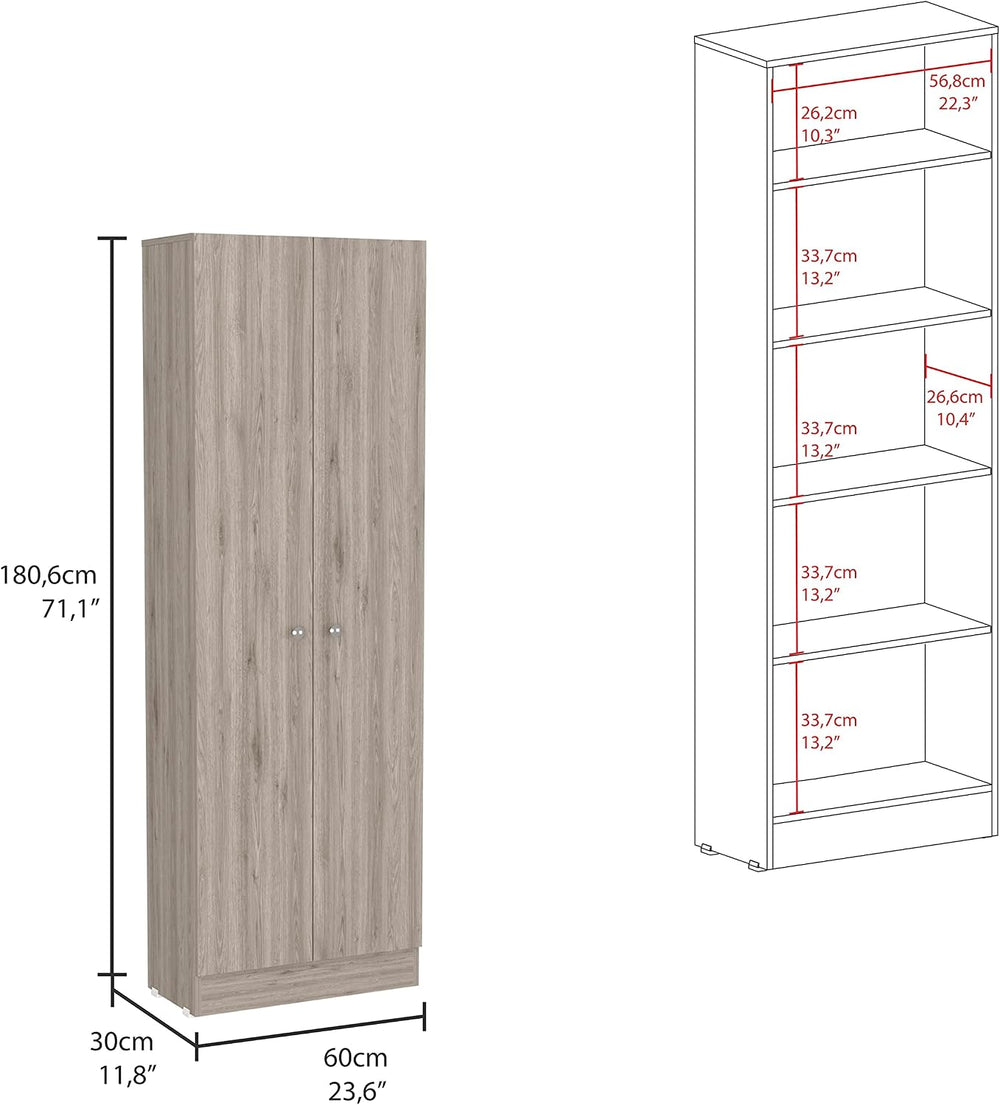 Multistorage Pantry Cabinet,Five Shelves,Double Door Cabinet for Kitchen,Laun...