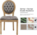 French Country Dining Chairs Set of 8, Gray Kitchen & Dining Room Chairs, Velvet Kitchen Chairs, Tufted Upholstered, Wood Legs, Sillas De Comedor (Velvet, Grey, 8 Pcs)